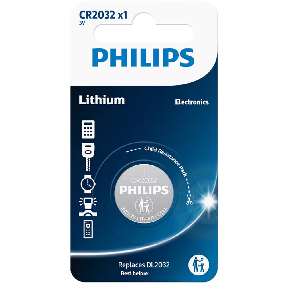 Box of 10 Philips Lithium 2016, 2025, 2032 Coin Cell