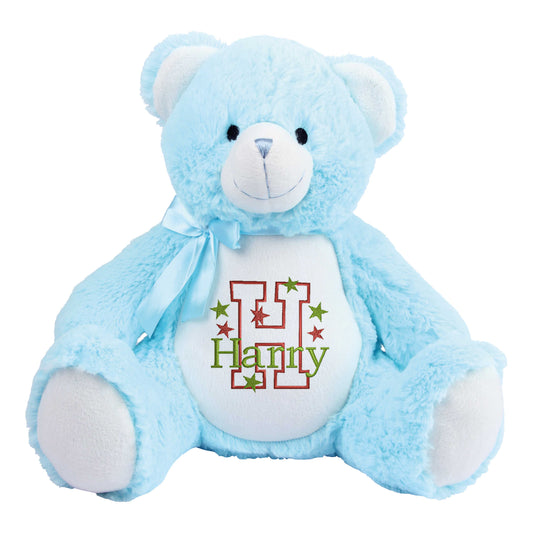 Personalised Blue New Baby Bear - Embroidered Name