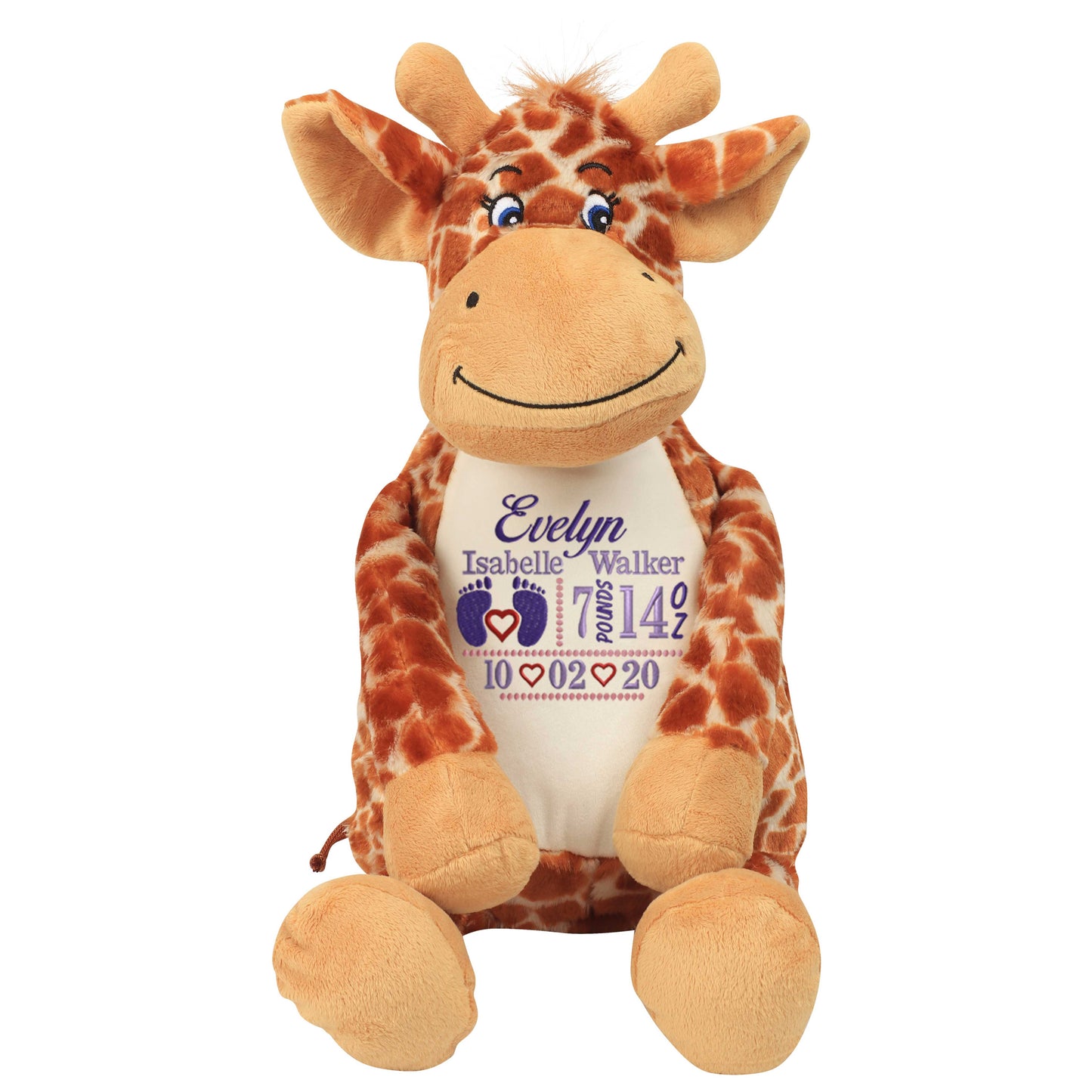 Personalised Giraffe - Embroidered Birth Design