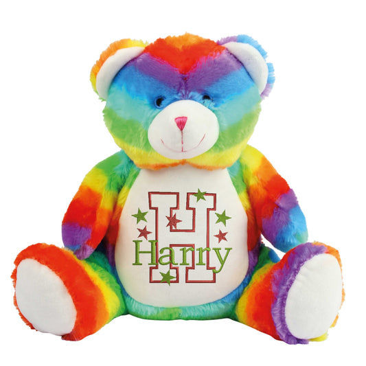Personalised Rainbow Bear - Embroidered Name