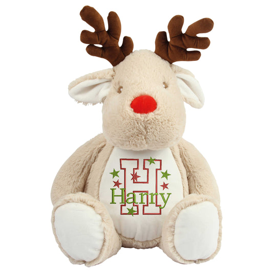 Personalised Light Brown Reindeer - Embroidered Name