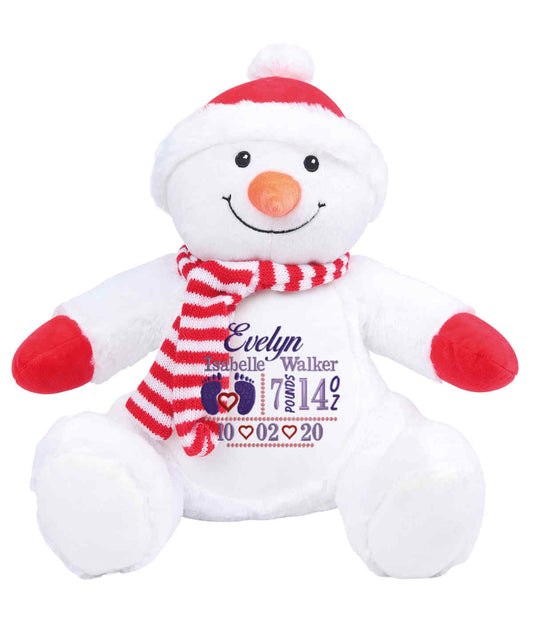 Personalised Snowman - Embroidered Birth Design