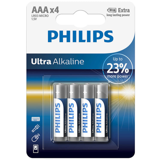 Philips Ultra Alkaline AAA Battery 4 Pack