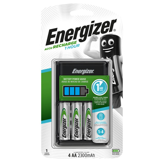 Energizer Battery Charger 1 Hour + 4x AA 2300mAh Rechargeable Batteries